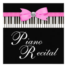 Pink and Black Piano Keys Recital Invitation