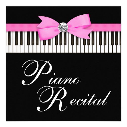 Pink and Black Piano Keys Recital Invitation