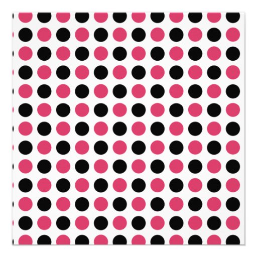 Pink and Black Polka Dot Birthday Invitation