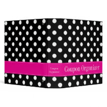 Pink and Black Polka Dot Coupon Organizer 3 Ring Binder