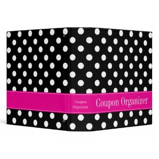 Pink and Black Polka Dot Coupon Organizer binder