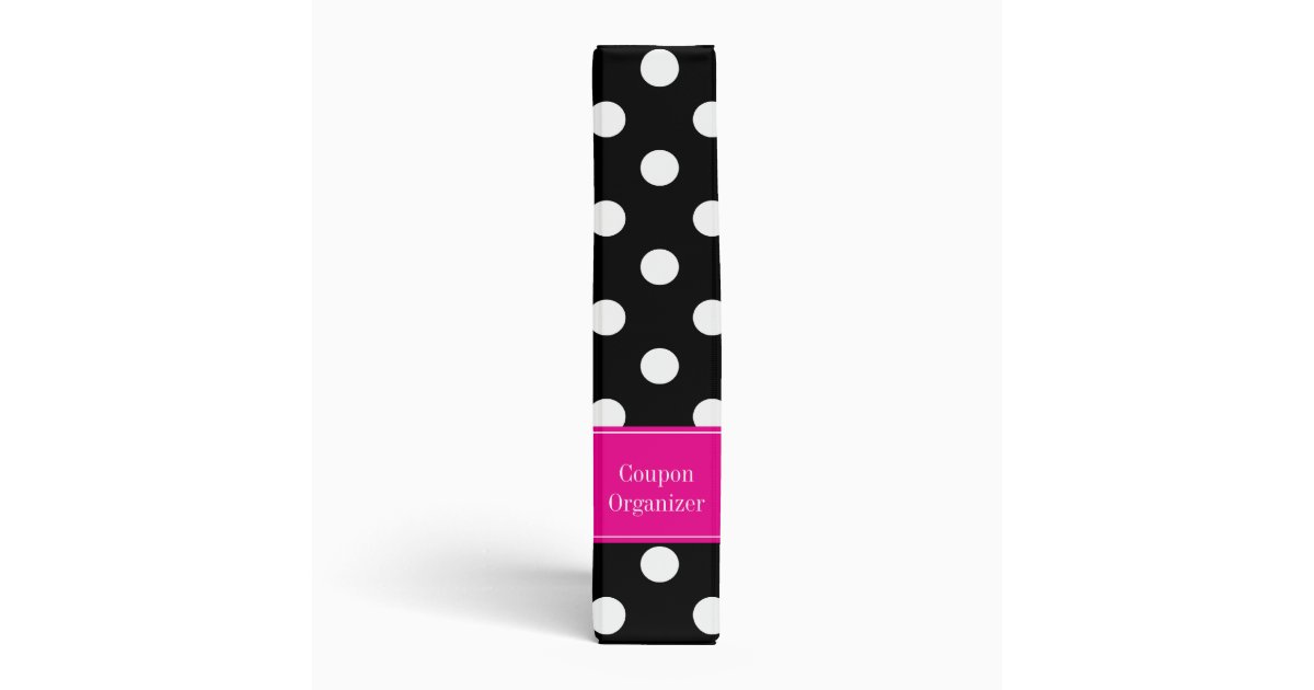 Pink and Black Polka Dot Coupon Organizer Binder Zazzle