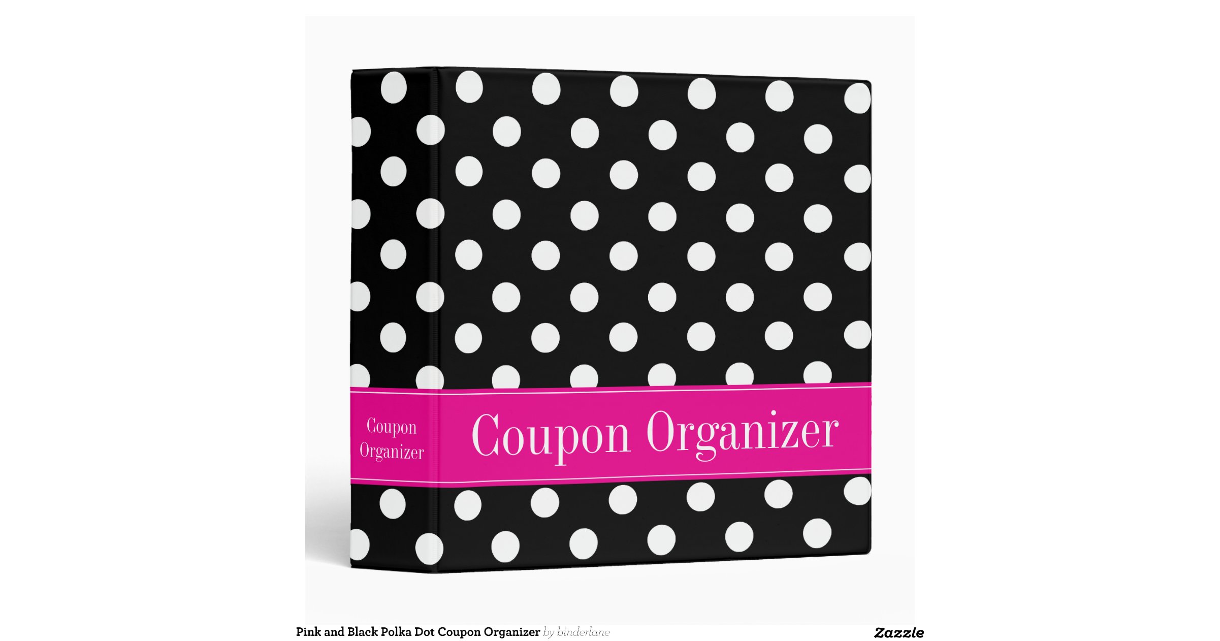 Pink and Black Polka Dot Coupon Organizer 3 Ring Binder Zazzle