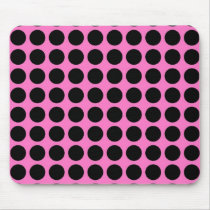 Pink and Black Polka Dot Mousepad