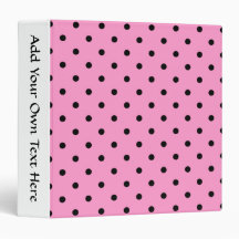 Pink and Black Polka Dot Pattern. Binder