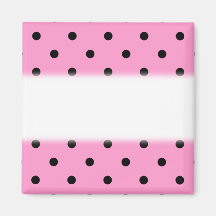 Pink and Black Polka Dot Pattern. Fridge Magnets