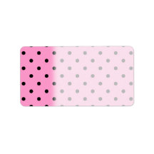Pink and Black Polka Dot Pattern. Custom Address Label