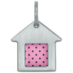 Pink and Black Polka Dot Pattern. pet tags