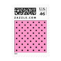 Pink and Black Polka Dot Pattern. Postage Stamps