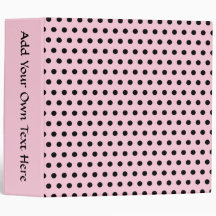 Pink and Black Polka Dot Pattern. Spotty. 3 Ring Binders