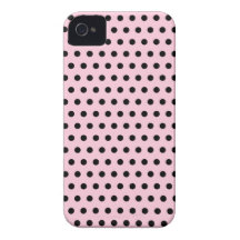 Pink and Black Polka Dot Pattern. Spotty. iPhone 4 Covers