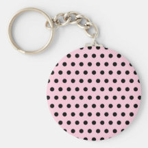 Pink and Black Polka Dot Pattern. Spotty. Key Chain