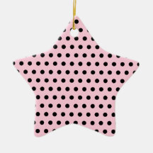 Pink and Black Polka Dot Pattern. Spotty. Christmas Tree Ornaments