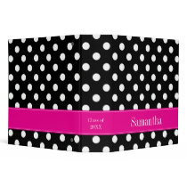 Pink and Black Polka Dot Personalized School binders