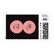 Pink and Black Polka Dot Postage stamps