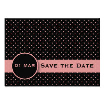 Pink and Black Polka Dot Save the Date  Invitation invitations