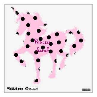 Pink and Black Polka Dot Unicorn Wall Sticker