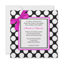 Pink and Black Polka Dot Wedding Invitation
