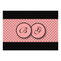 Pink and Black Polka Dot Wedding Invitation invitations