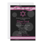 Pink and Black Polka Dots Bat Mitzvah Invitation