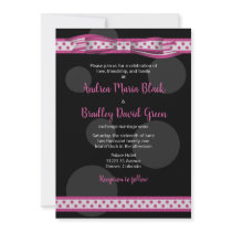 Pink and Black Polka Dots Customizable Invitation