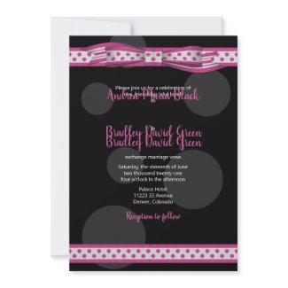 Pink and Black Polka Dots Customizable Invitation invitation