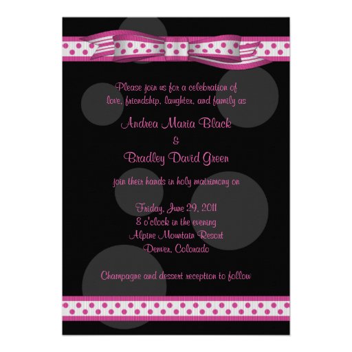 Pink and Black Polka Dots Customizable Invitation