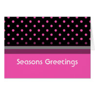pink and black polka dots seasons greetings greeting card
