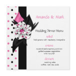 Pink and Black Polka Dots Wedding Menu Custom Invite