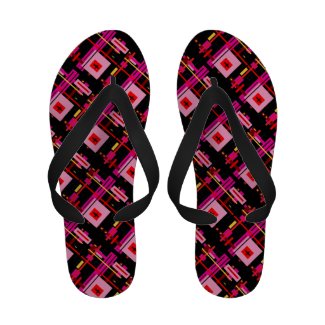 Pink and Black Rectangle Abstract Flip-Flops