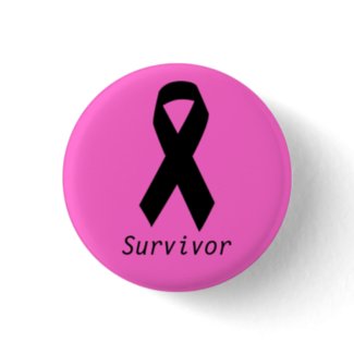 Pink and Black Ribbon Button