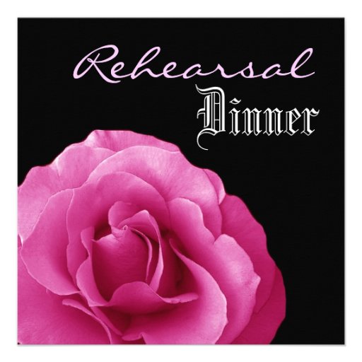 Pink and Black Rose Rehearsal Dinner Personalized Invitation
