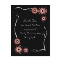 Pink and Black save the date postcards
