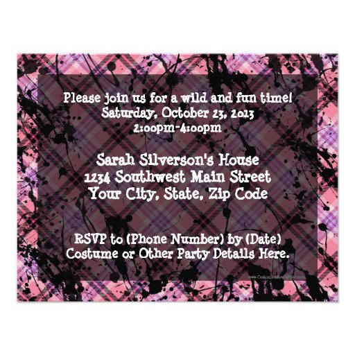 Pink and Black Skull Heart Party Invitations