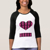 Pink and Black Skulls Heart t-shirts