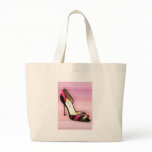 Pink and Black Stripe Canvas Bag
