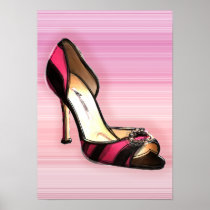 Pink and  Black Stripe Print