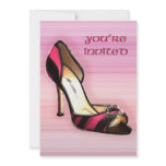 Pink and Black Stripe Pumps Invite