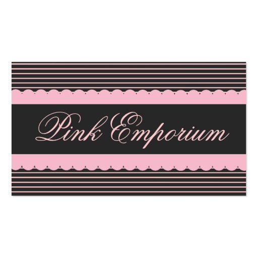 Pink and Black Striped Business Card