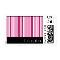 Pink and Black Striped Thank you Postage Stamp