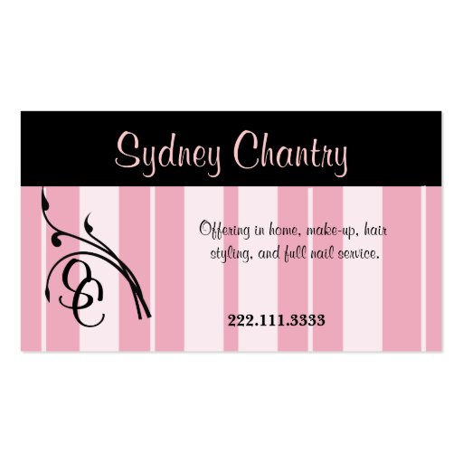 Pink and Black Stylish Business Card (front side)