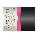 Pink and Black Sweet 16 RSVP Postcard