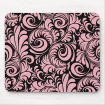 Pink and Black Swirls Mousepad by naturetees Pink and Black Swirls Mousepad