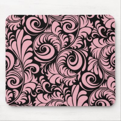 Pink and Black Swirls Mousepad by naturetees