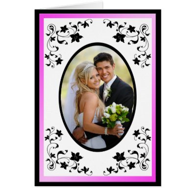 Pink and Black Thank You card with Photo Insert Card