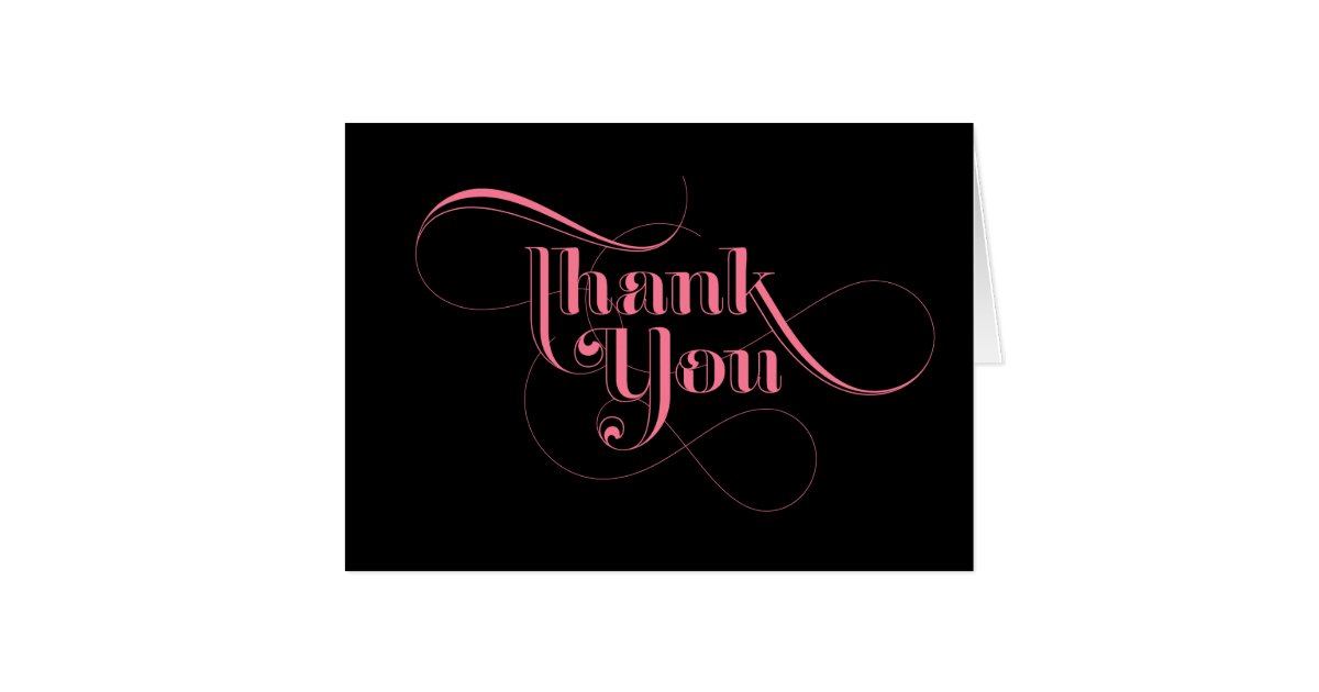 Pink and Black Thank You Cards Zazzle