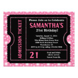 Pink and Black Ticket Invitation, Any Age