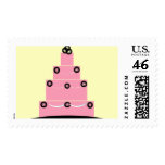 PINK AND BLACK WEDDING CAKE POSTAGE STAMPS