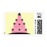 PINK AND BLACK WEDDING CAKE POSTAGE STAMPS