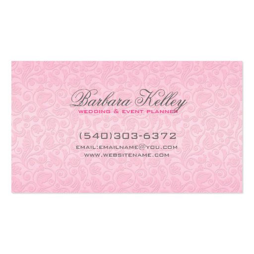 Pink And Black Wedding Horse & Carriage Business Card (back side)
